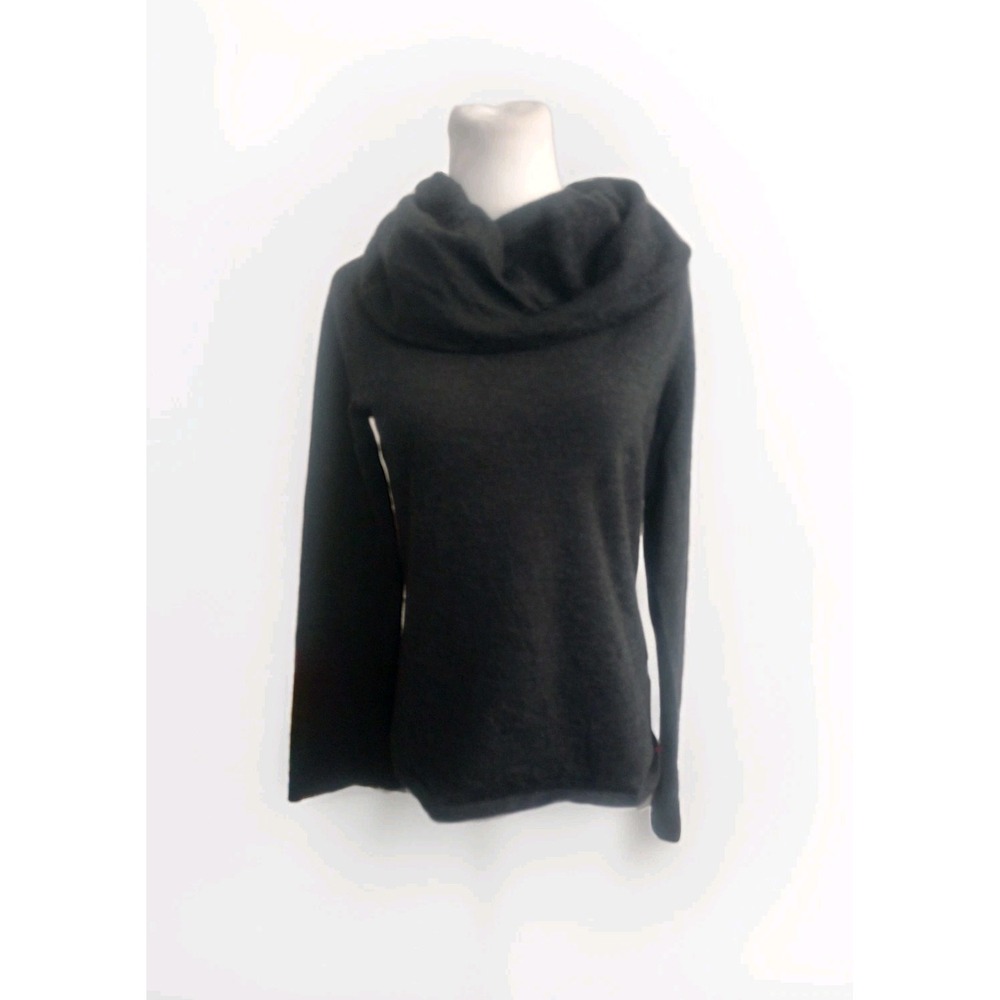 Espirit Women's Sweater Size S Charcoal Gray 100% Merino Wool Cowl Neck Pullover